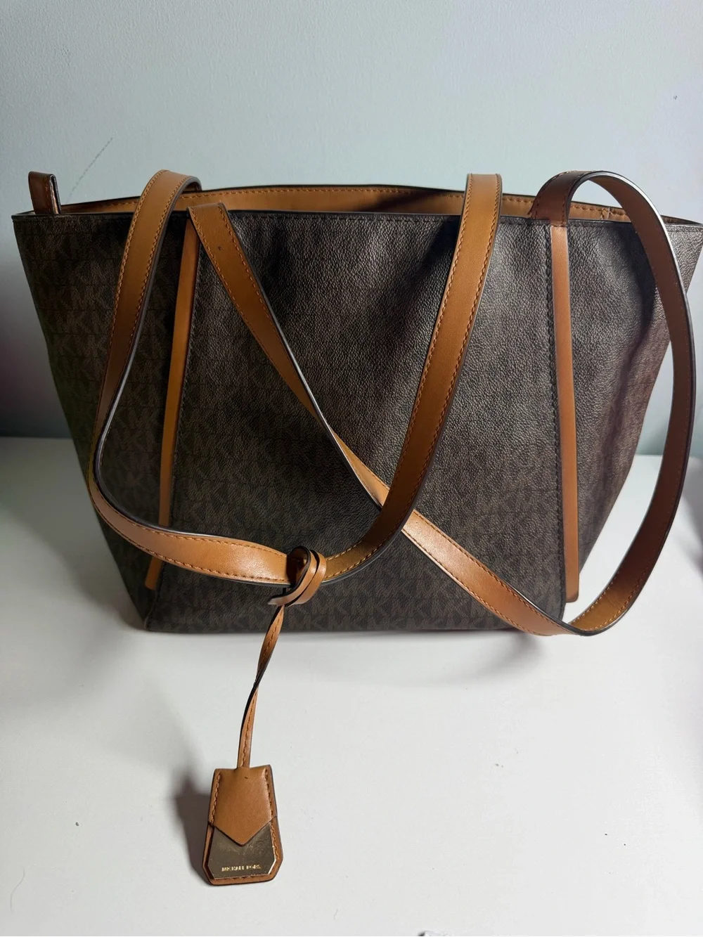 Michael Kors Brown and Tan Monogram Tote